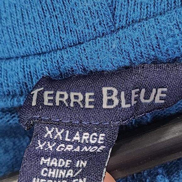 Womens Blue Terre Bleue Fringe Poncho Top Cowl Neck Kimono Sleeve Size XXL - Picture 3 of 8